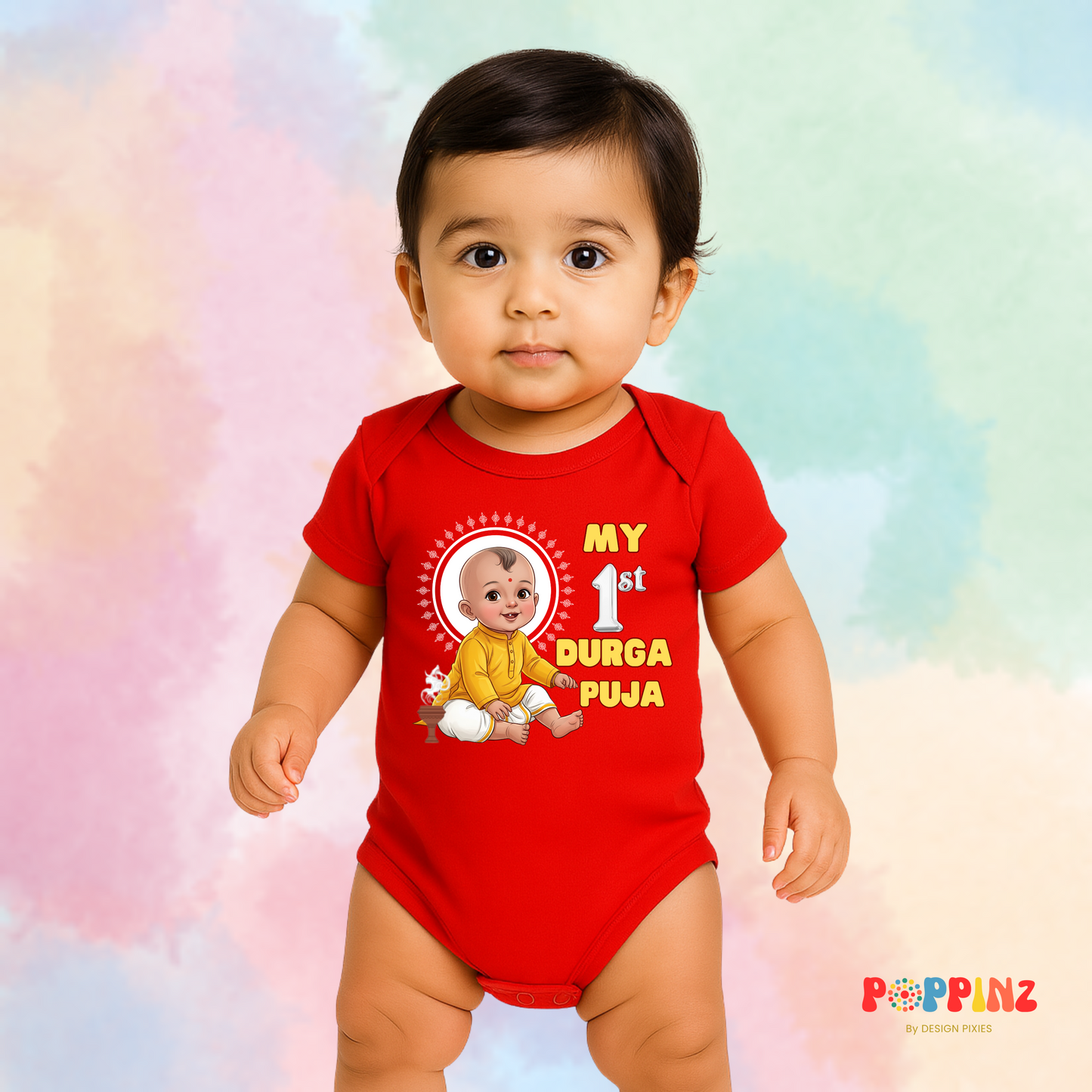 1st Durga Puja Romper | Red | Kids | Infant