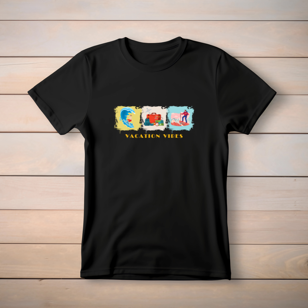 Vacation themed T-shirt | Black | Men & Women