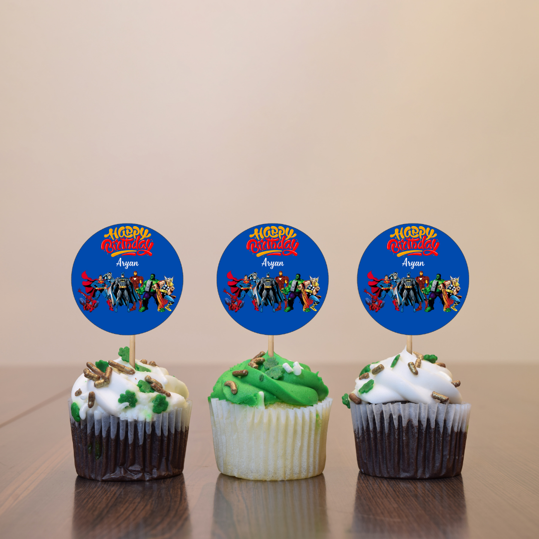 Superhero themed cake topper | Pack of 6