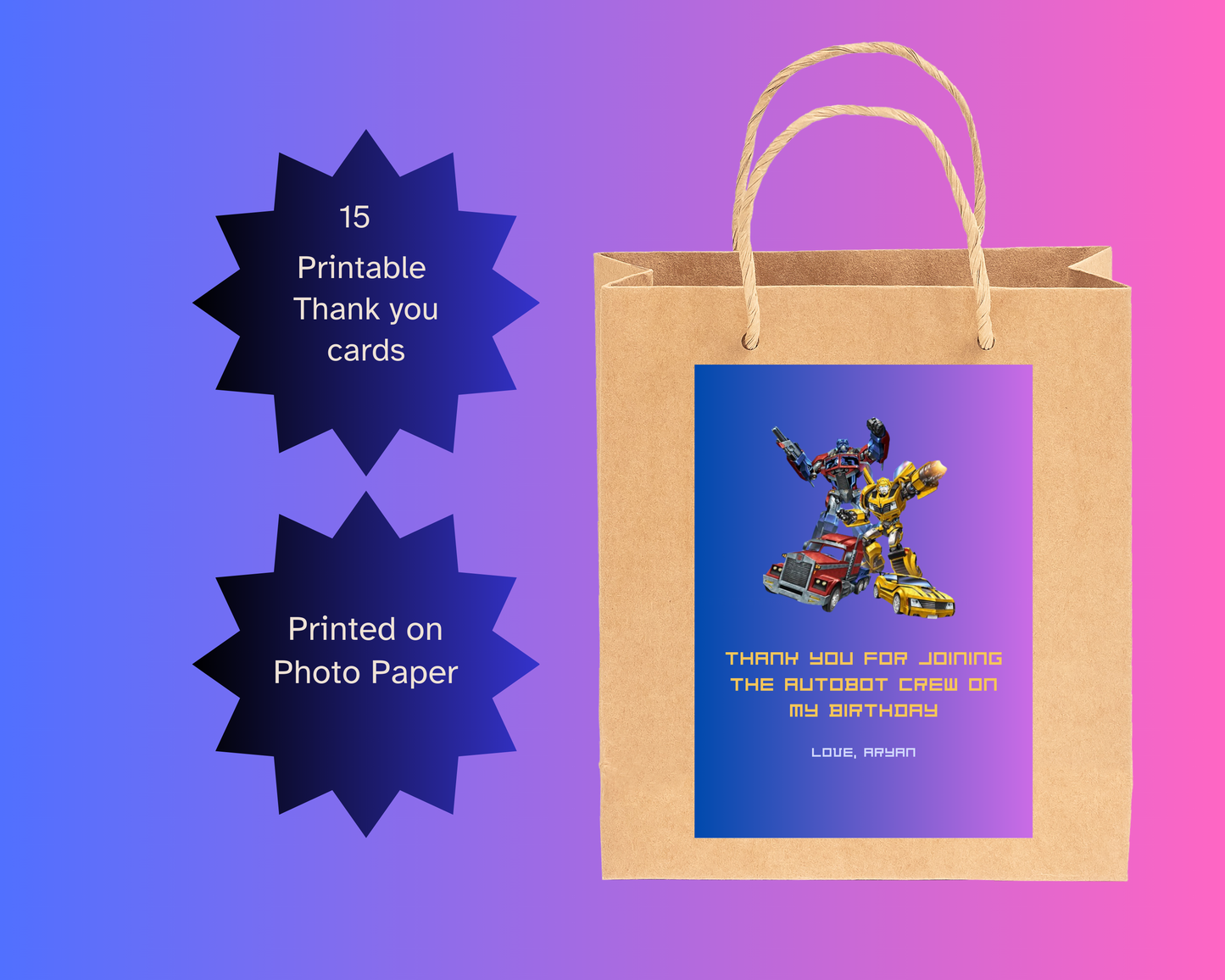 Robotic Printable Thank You Card | 15 Cards Pack