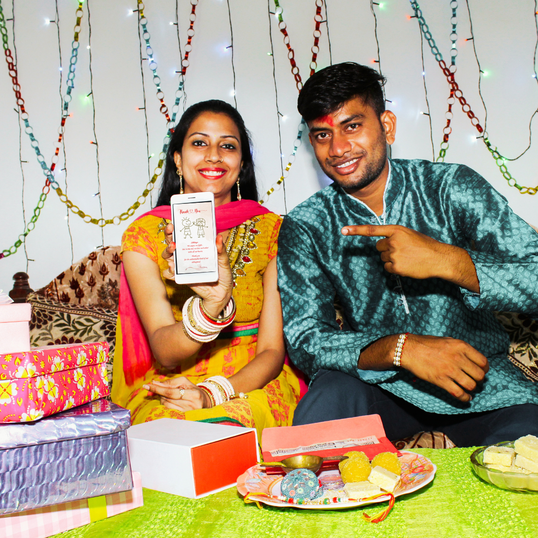 Raksha Bandhan Mobile Thank You Card for Sibling