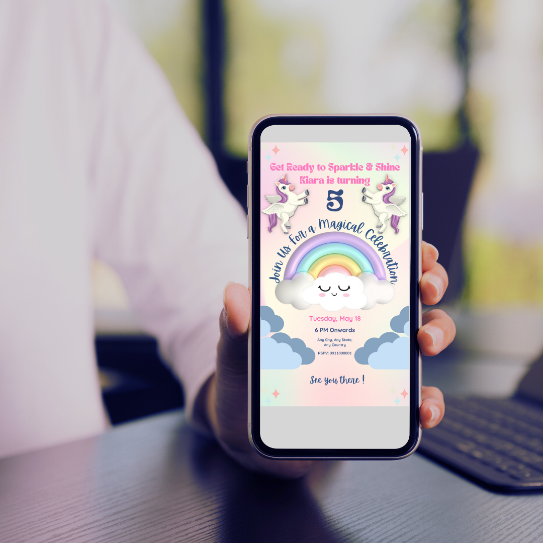 Unicorn Birthday Mobile Invitation