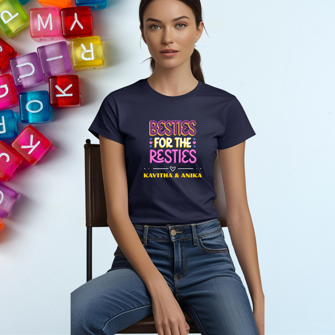Besties | Cotton Tshirt | Navy Blue | Men | Women