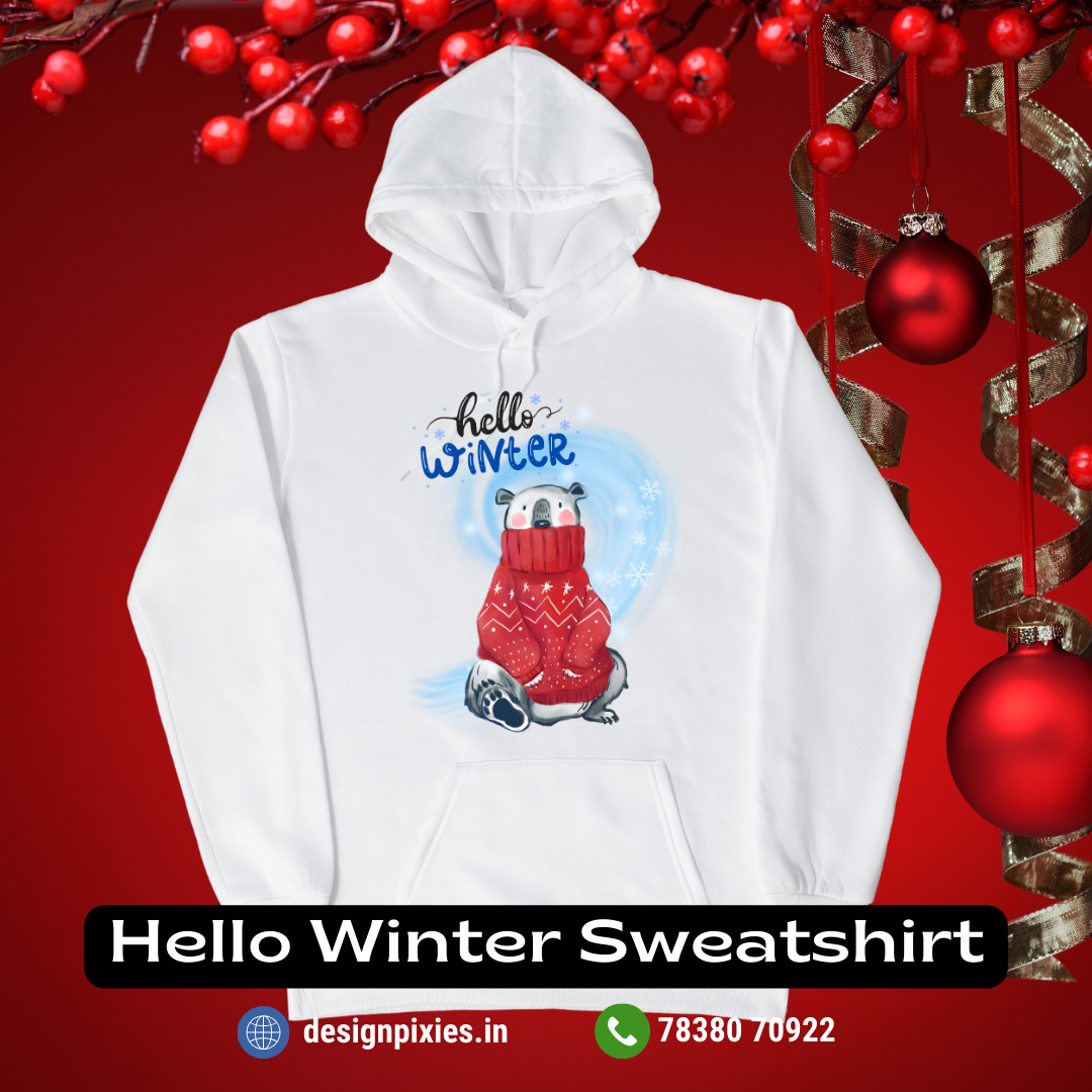 Hello Winter Hooded Sweatshirt | White | Men | Women