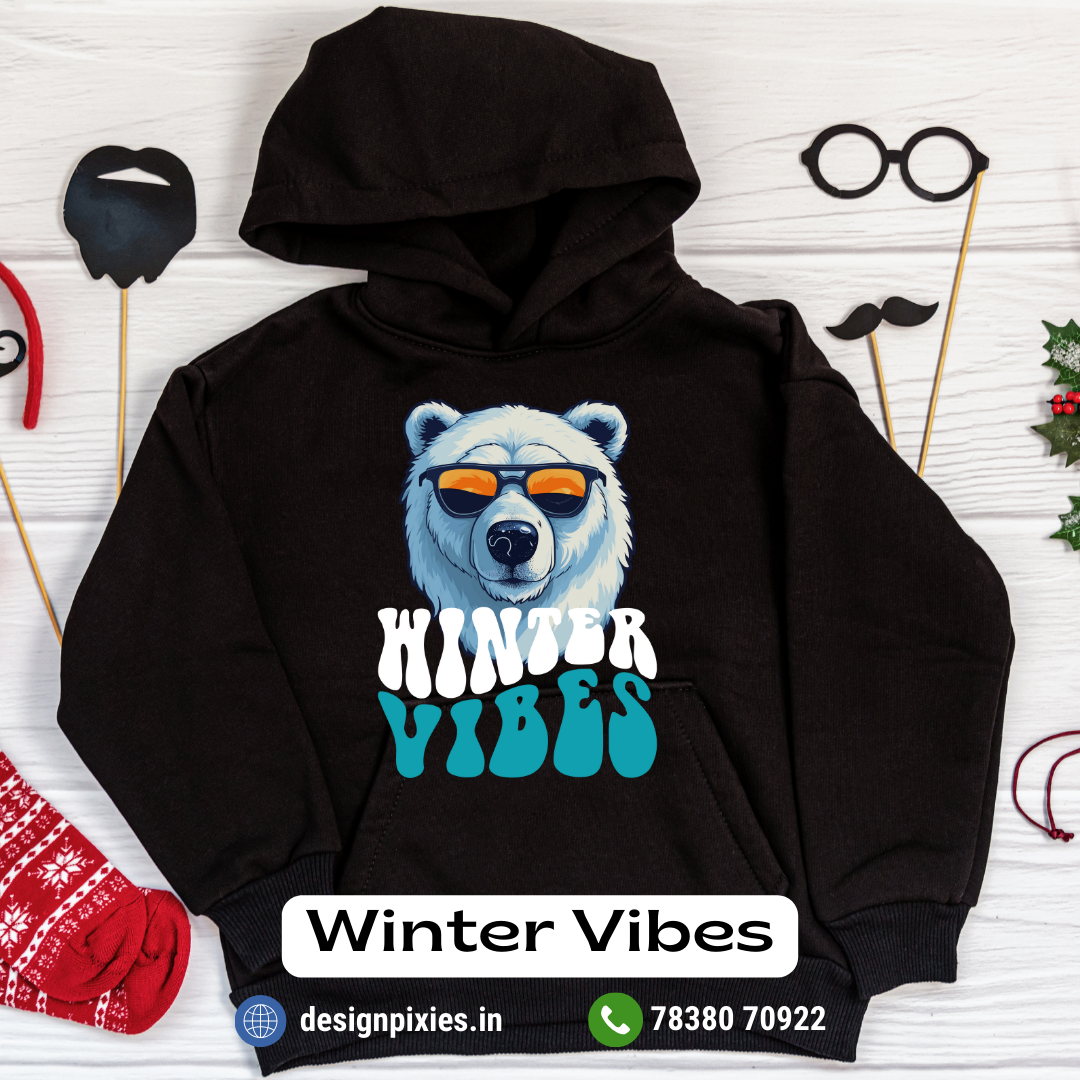 Winter Vibes Hooded Sweatshirt | Black | Women | Men