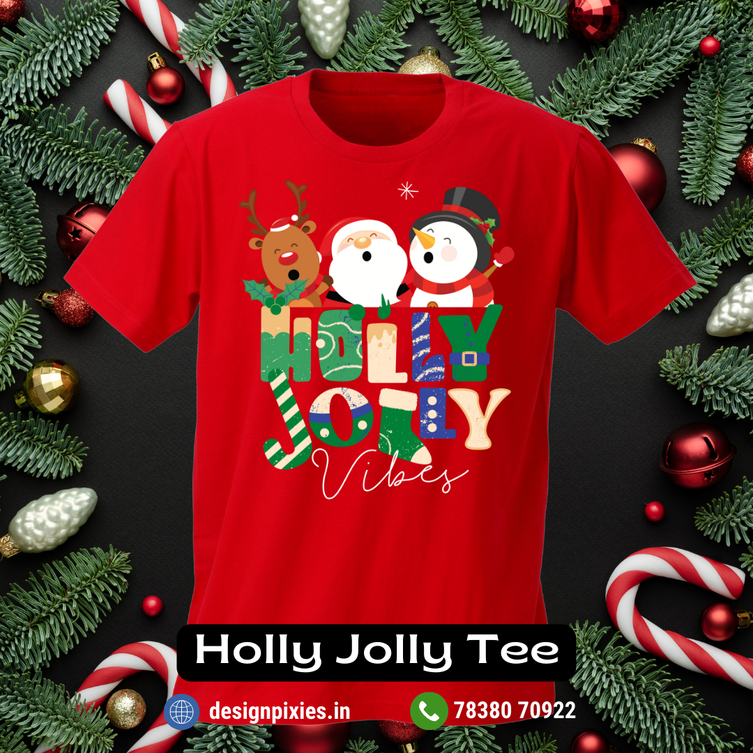 Holly Jolly Vibes T-shirt | Red | Women | Men
