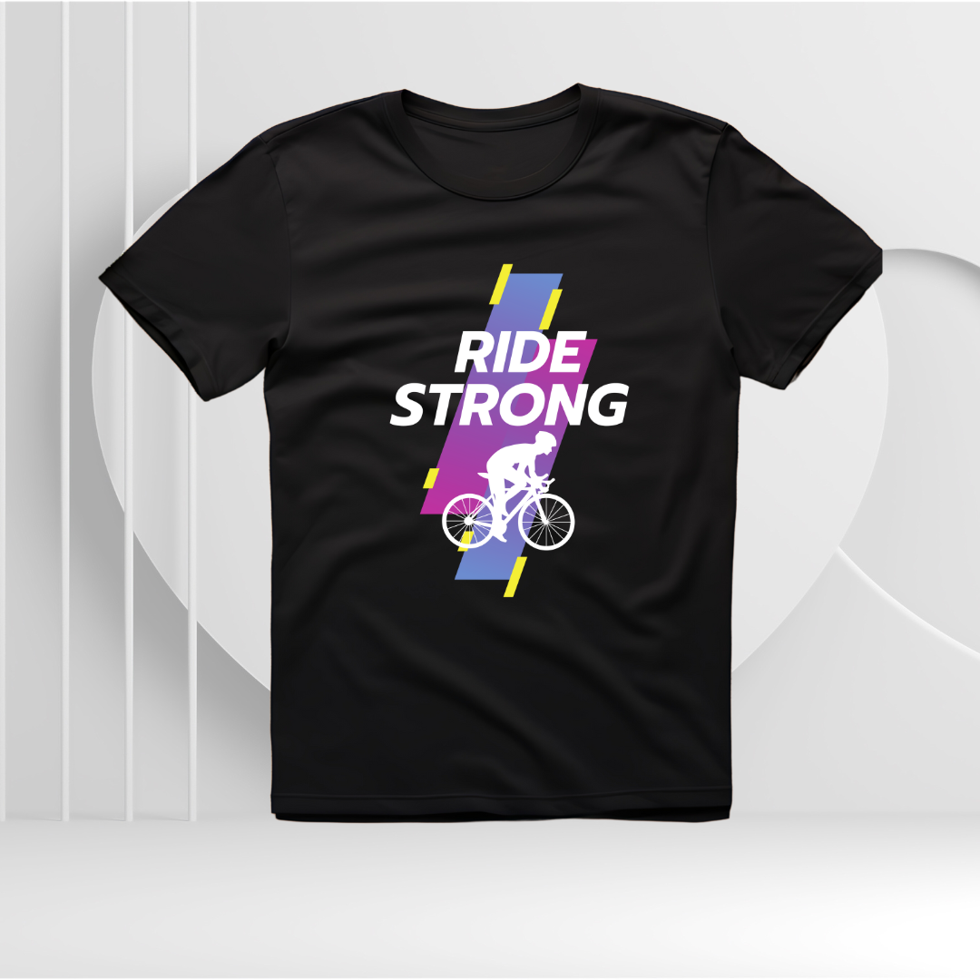 Ride Strong | Activewear Polyester Tshirt | Black | Men | Women