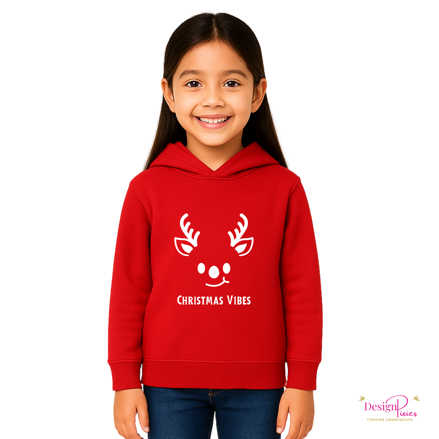 Deer Glow-in-Dark Hooded Sweatshirt | Red | Kids