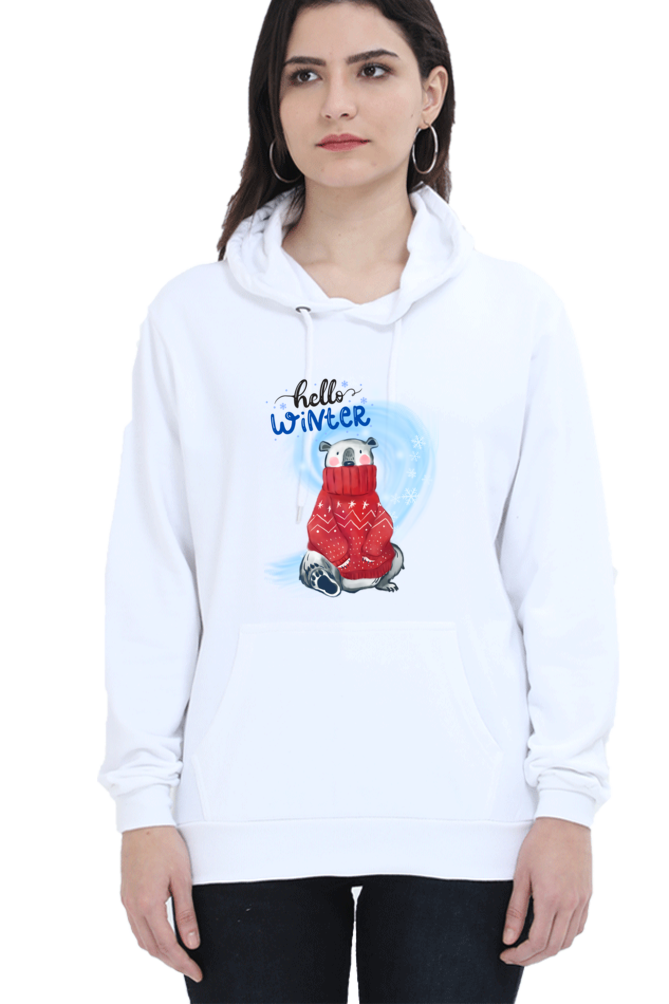 Hello Winter Hooded Sweatshirt | White | Men | Women