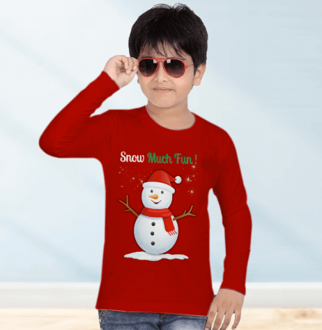 Kids Snow Much Fun T-shirt | Red | Boys