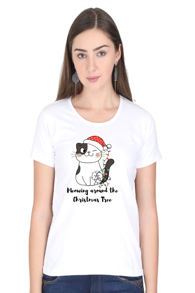 Christmas Meow T-shirt | White | Women
