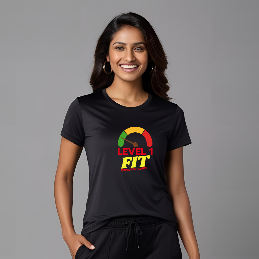 Level 1 Fit | Activewear Polyester Tshirt | Black | Men | Women
