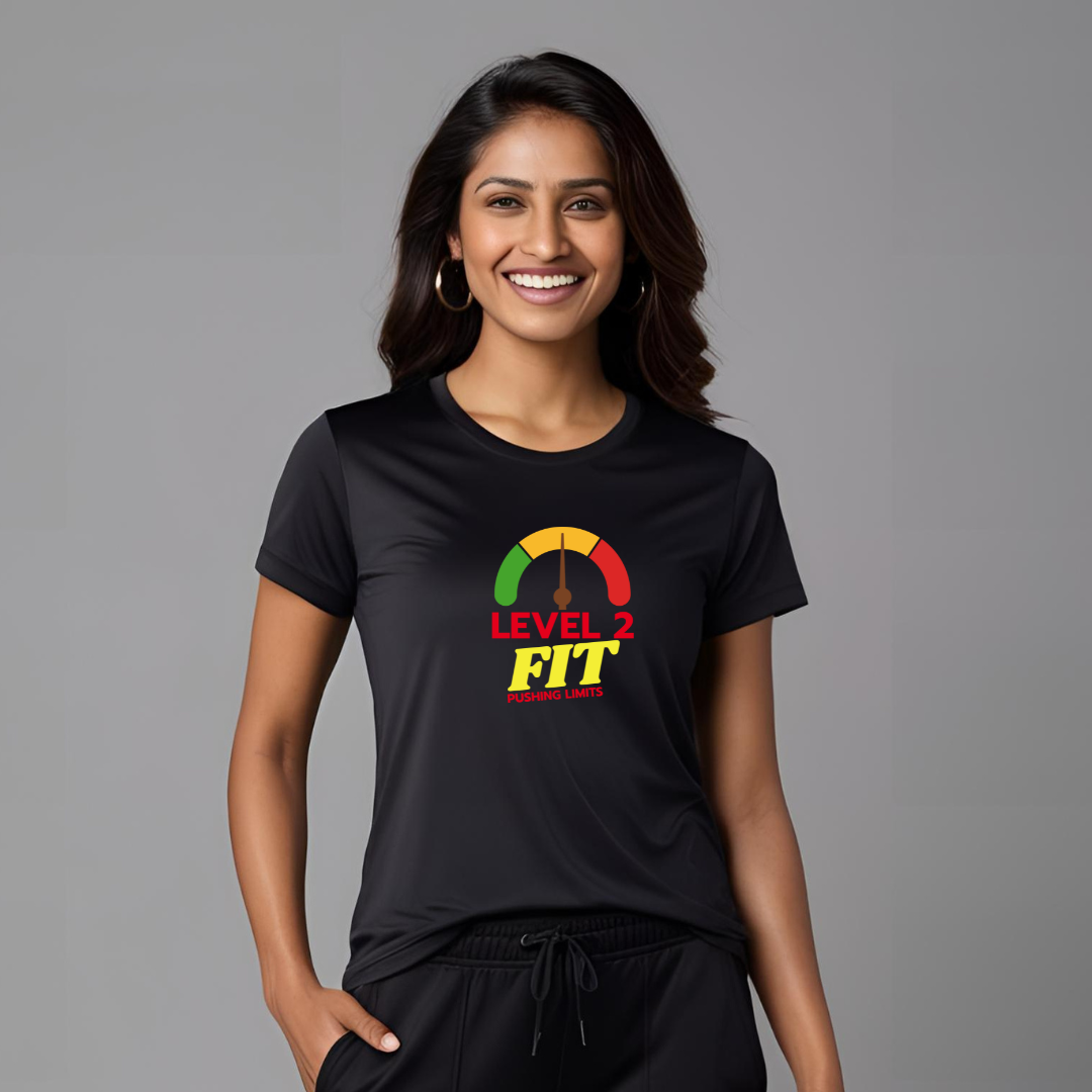 Level 2 Fit | Activewear Polyester Tshirt | Black | Men | Women