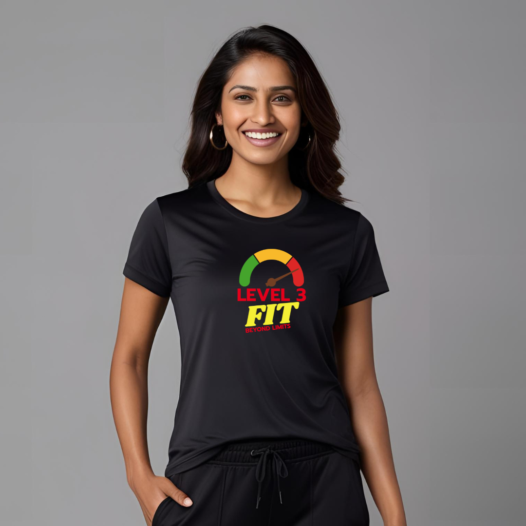 Level 3 Fit | Activewear Polyester Tshirt | Black | Men | Women