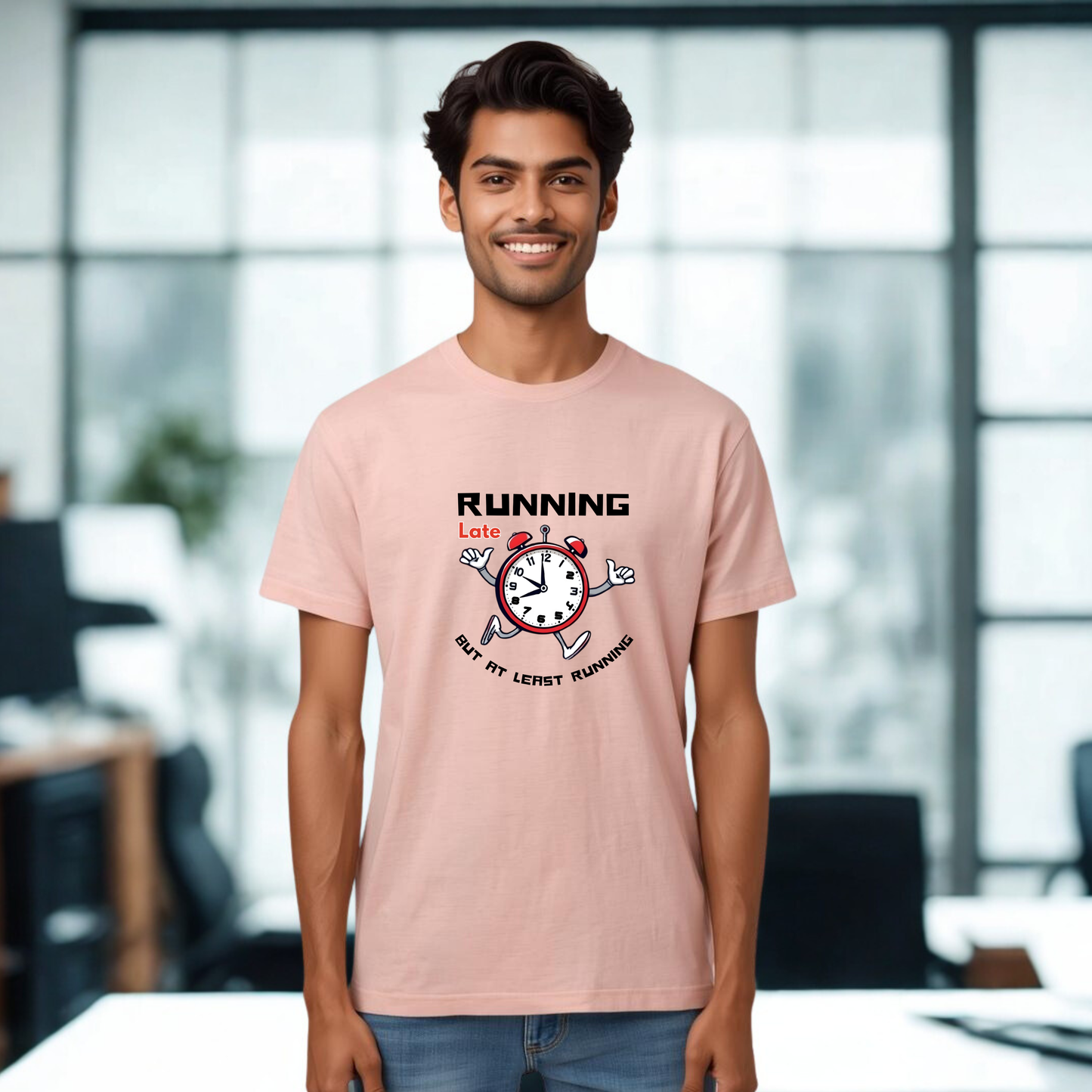 Running Late Cotton Tshirt | Pink | Men | Women