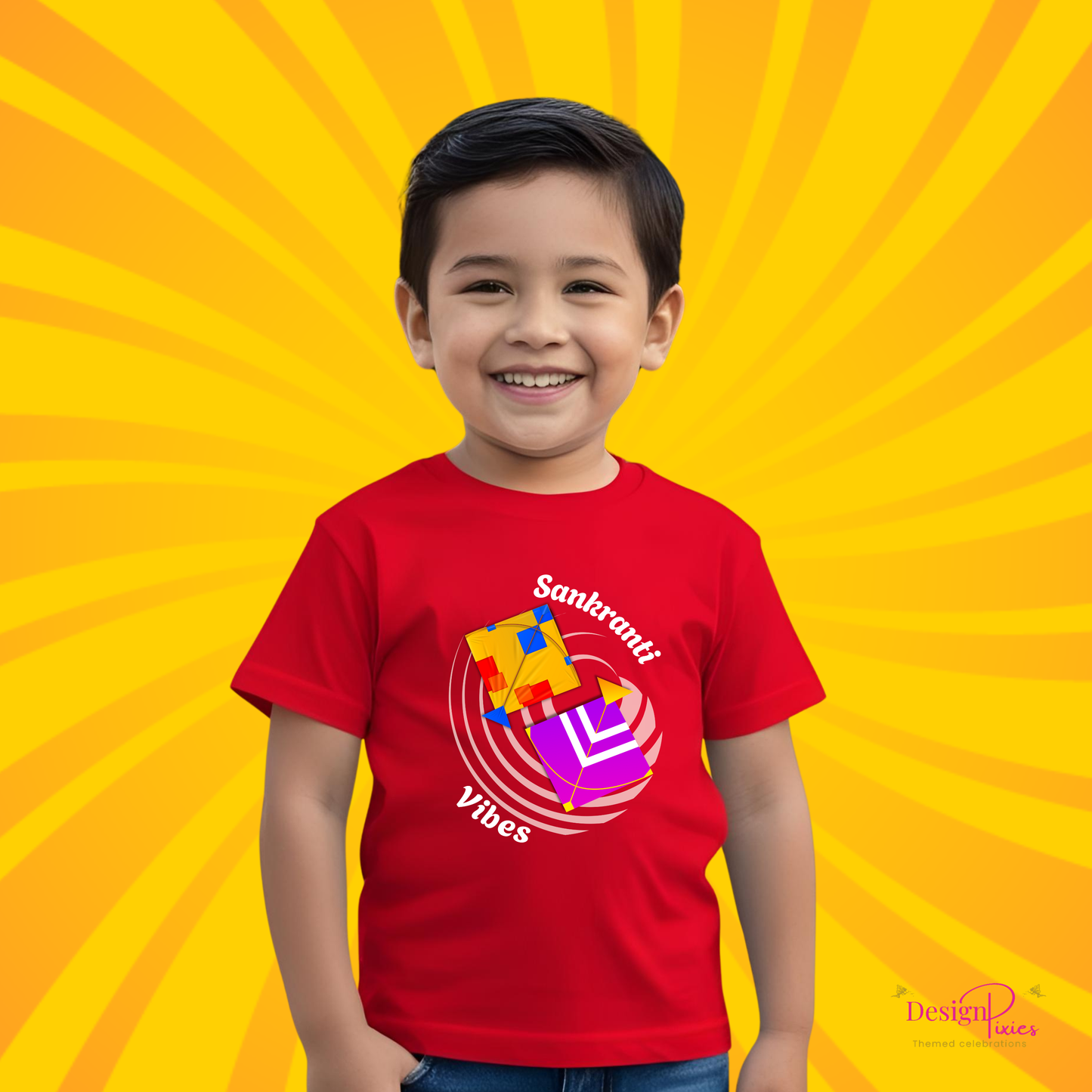 Sankranti Vibes T-shirt | Red | Boys | Girls