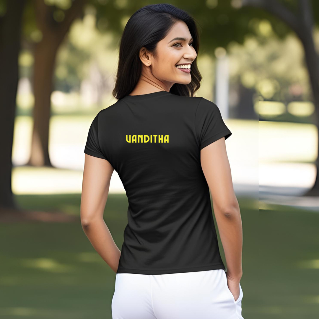 I am here for Selfie | Personalized with Name | Front & Back Print | Activewear Polyester Tshirt | Black | Men | Women