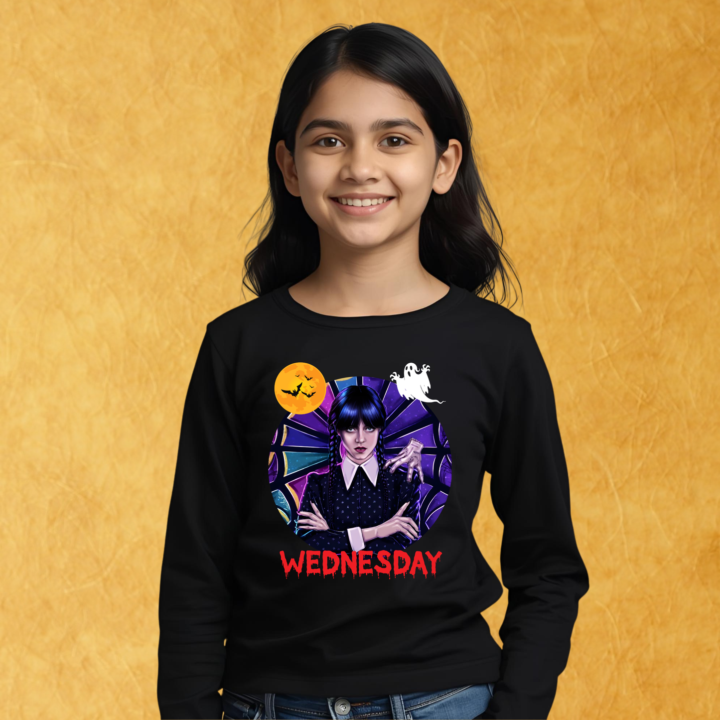 Wednesday T-shirt | Full Sleeves | Black | Girls | Boys