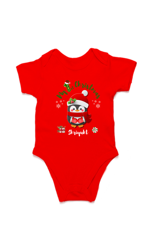 Kids 1st Christmas Romper | Personalize with Name | Red | Kids | Infant
