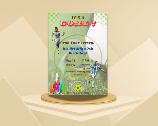 Football Birthday Printable Invitation Card | 15 Cards Pack