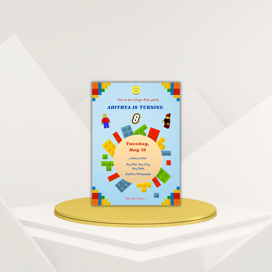 Building Blocks Birthday Printable Invitation Card | 15 Cards Pack