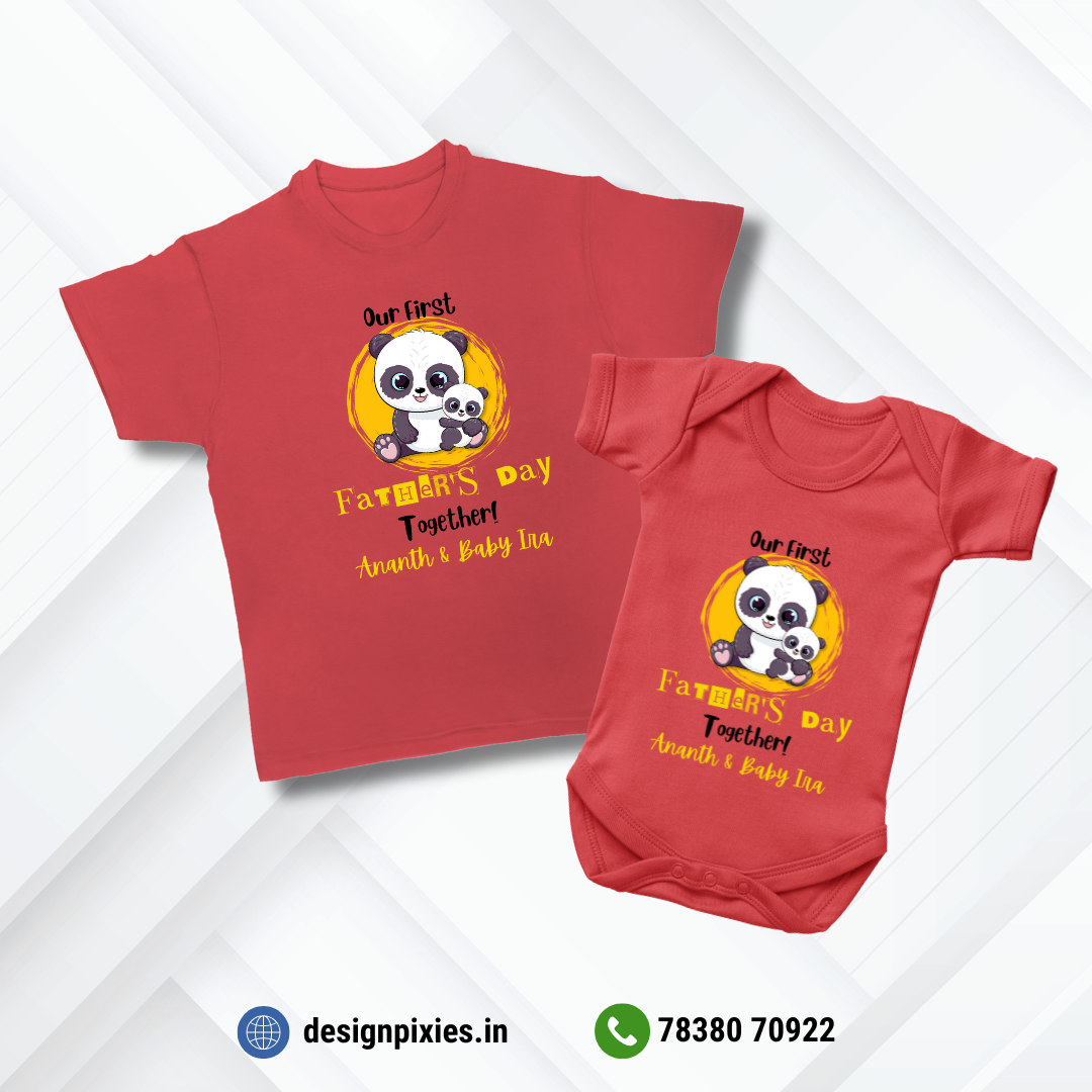 First Father's Day T-shirt & Romper | Red | Men | Women | Kid