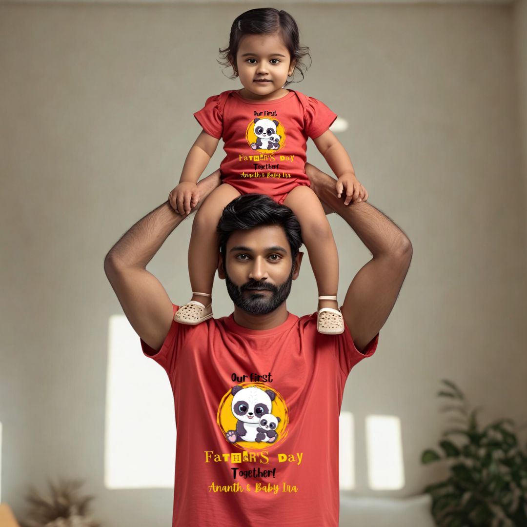 First Father's Day T-shirt & Romper | Red | Men | Women | Kid