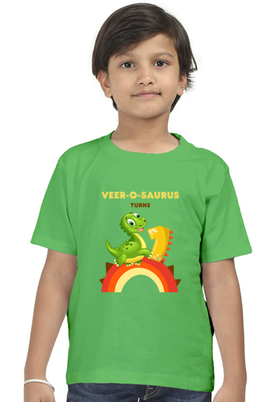 Dino 1st Birthday T-shirt | Personalize with Name | Green | Boy