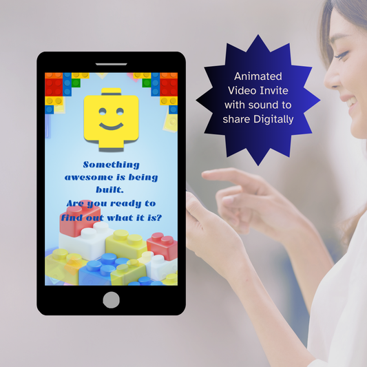 Building Blocks Birthday Mobile Invitation