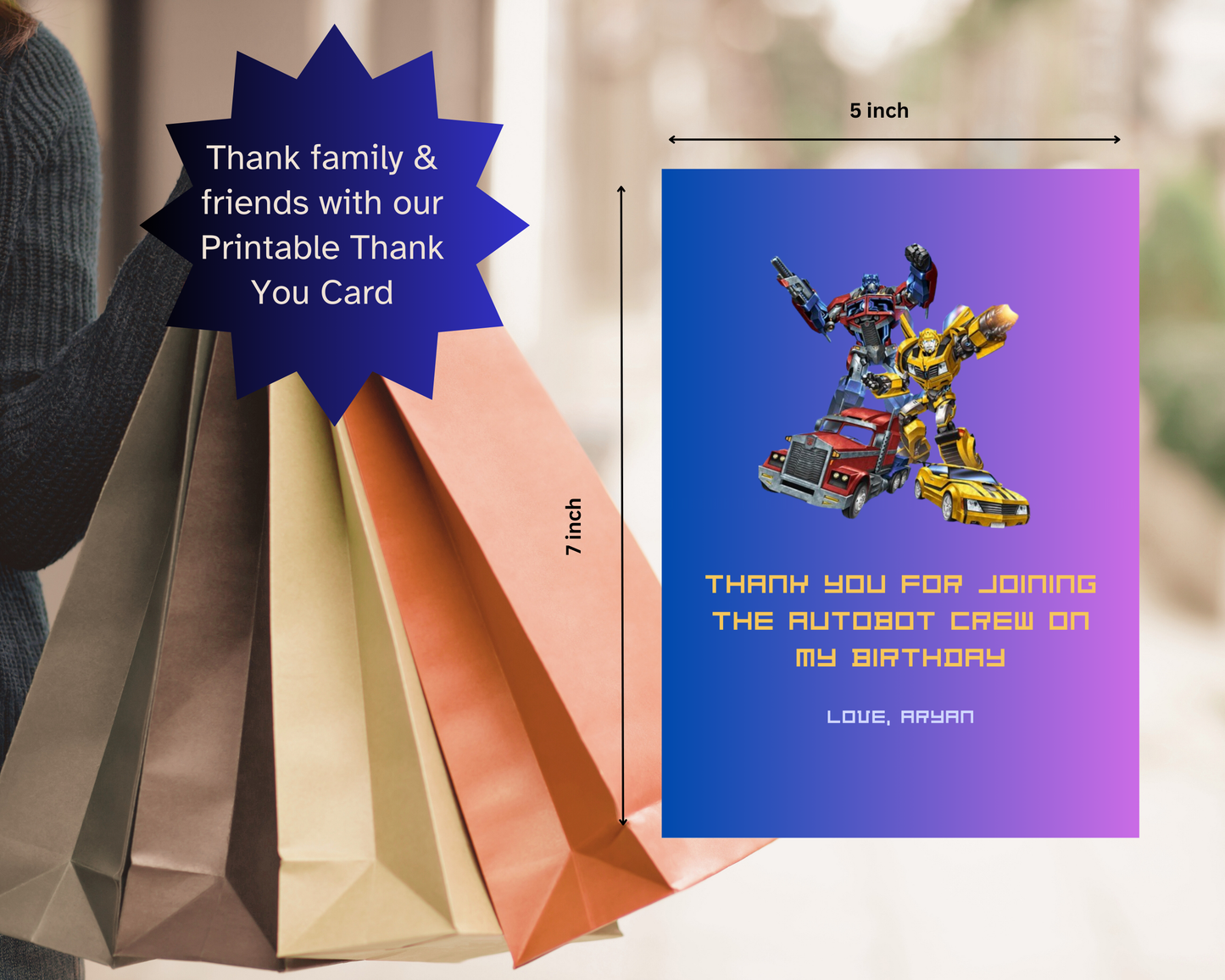 Robotic Printable Thank You Card | 15 Cards Pack