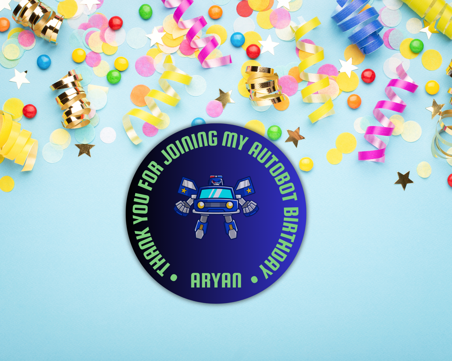 Robotic Birthday Printable Thank You Sticker | 6 Stickers Pack