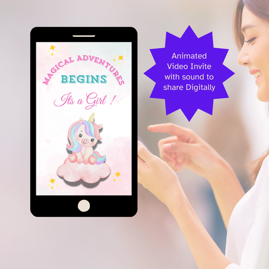 Unicorn Baby Arrival Mobile Card