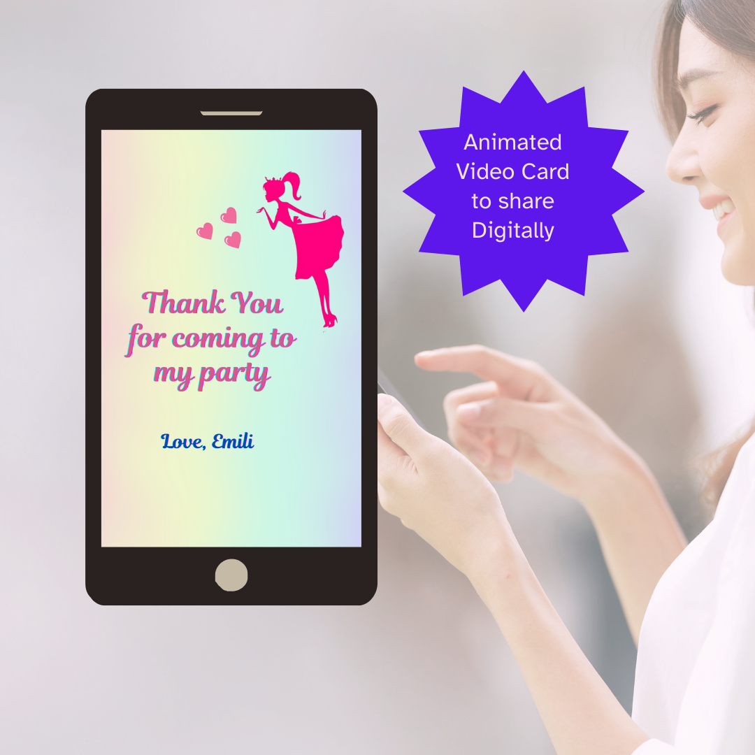 Pretty Doll Mobile Thank You Card