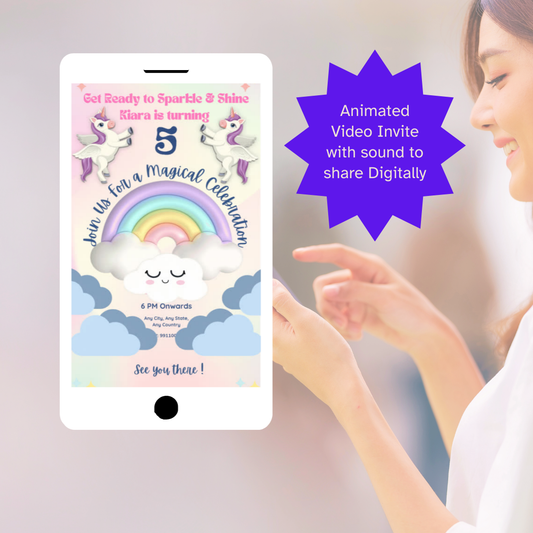 Unicorn Birthday Mobile Invitation