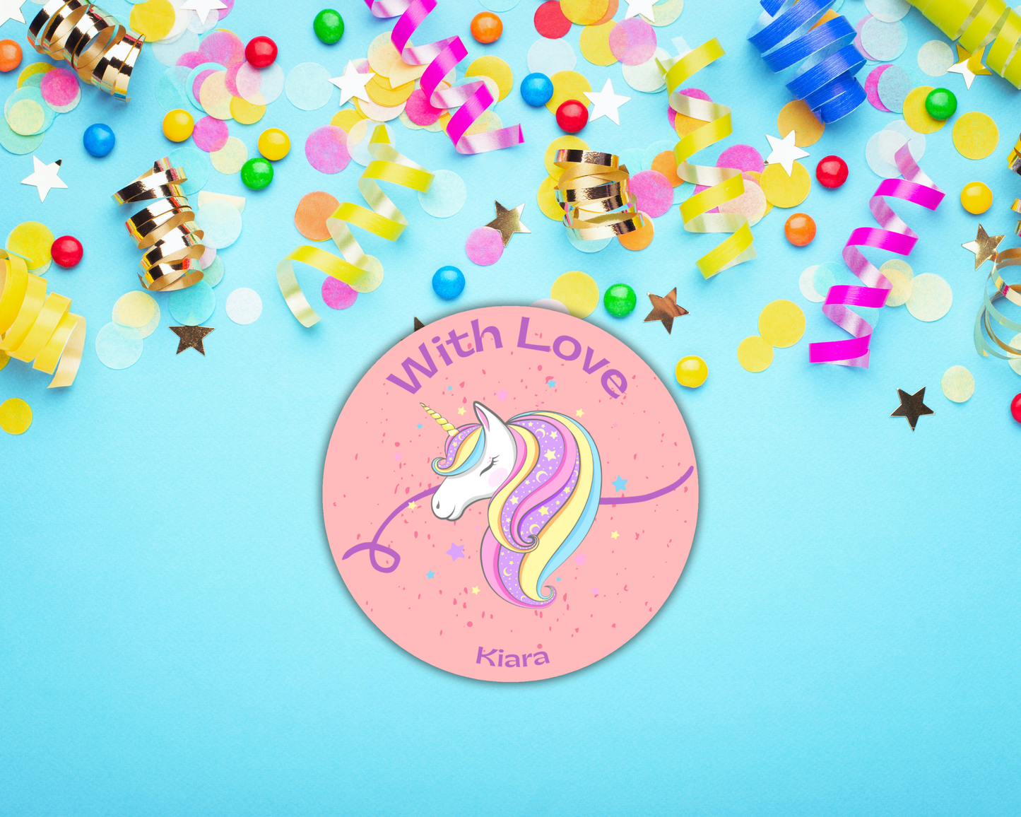 Unicorn Birthday Printable Thank You Sticker | 6 Stickers Pack