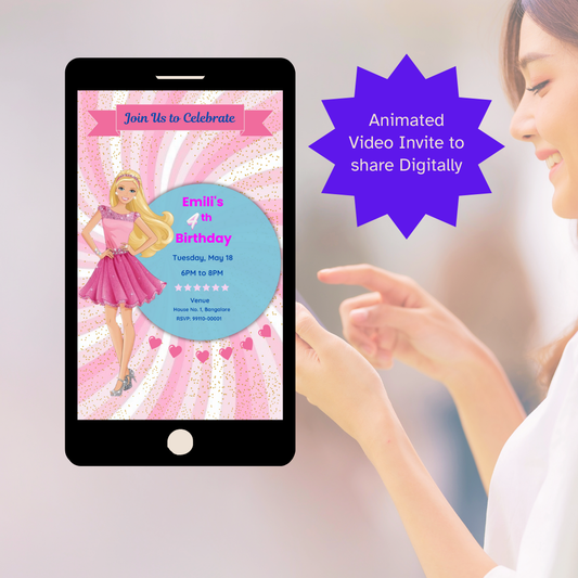 Pretty Doll Birthday Mobile Invitation