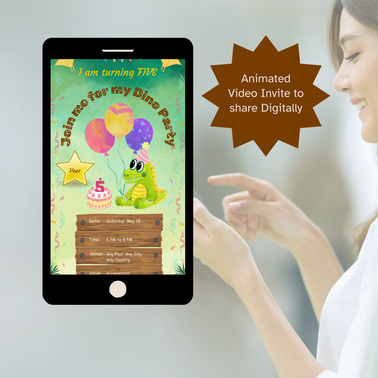 Cute Dinosaur Birthday Mobile Invitation