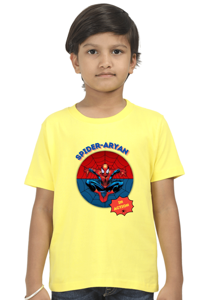 Spiderman T-shirt | Personalize with Name | Yellow | Boys