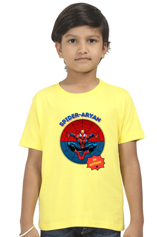 Spiderman T-shirt | Personalize with Name | Yellow | Boys