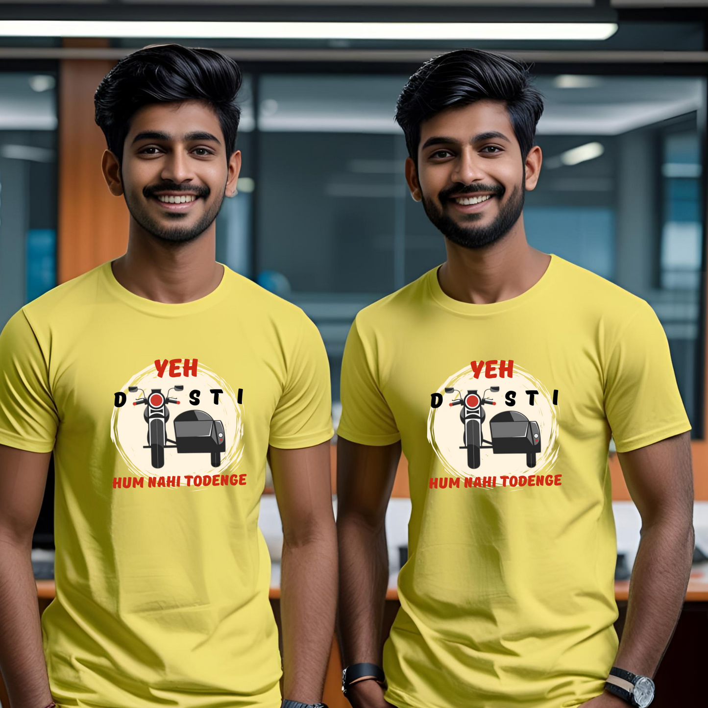 Yeh Dosti Hum Nahi Todenge | Cotton Tshirt | Yellow | Men | Women