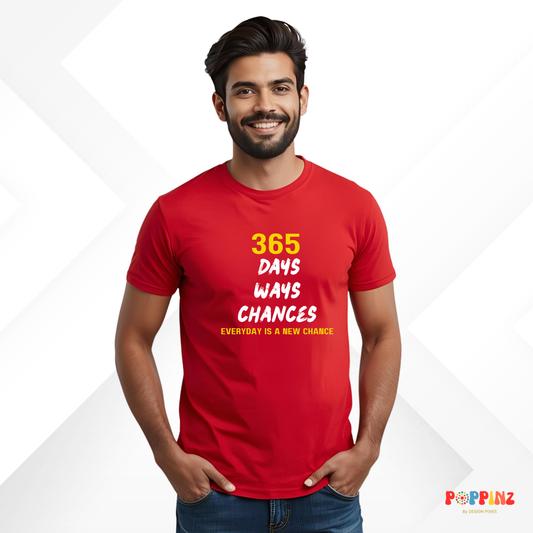 Everyday Is A New Chance Cotton Tshirt | Red | Men | Women