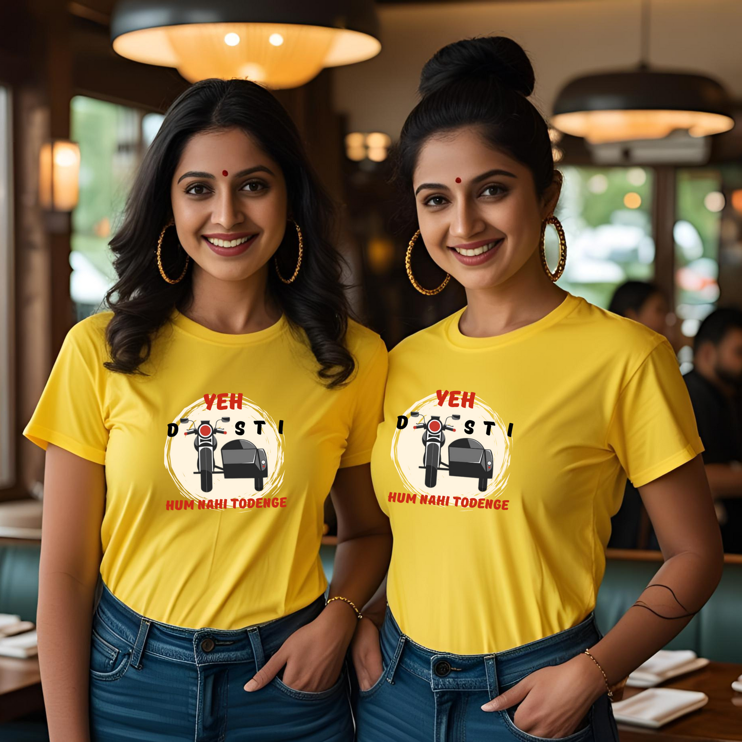 Yeh Dosti Hum Nahi Todenge | Cotton Tshirt | Yellow | Men | Women