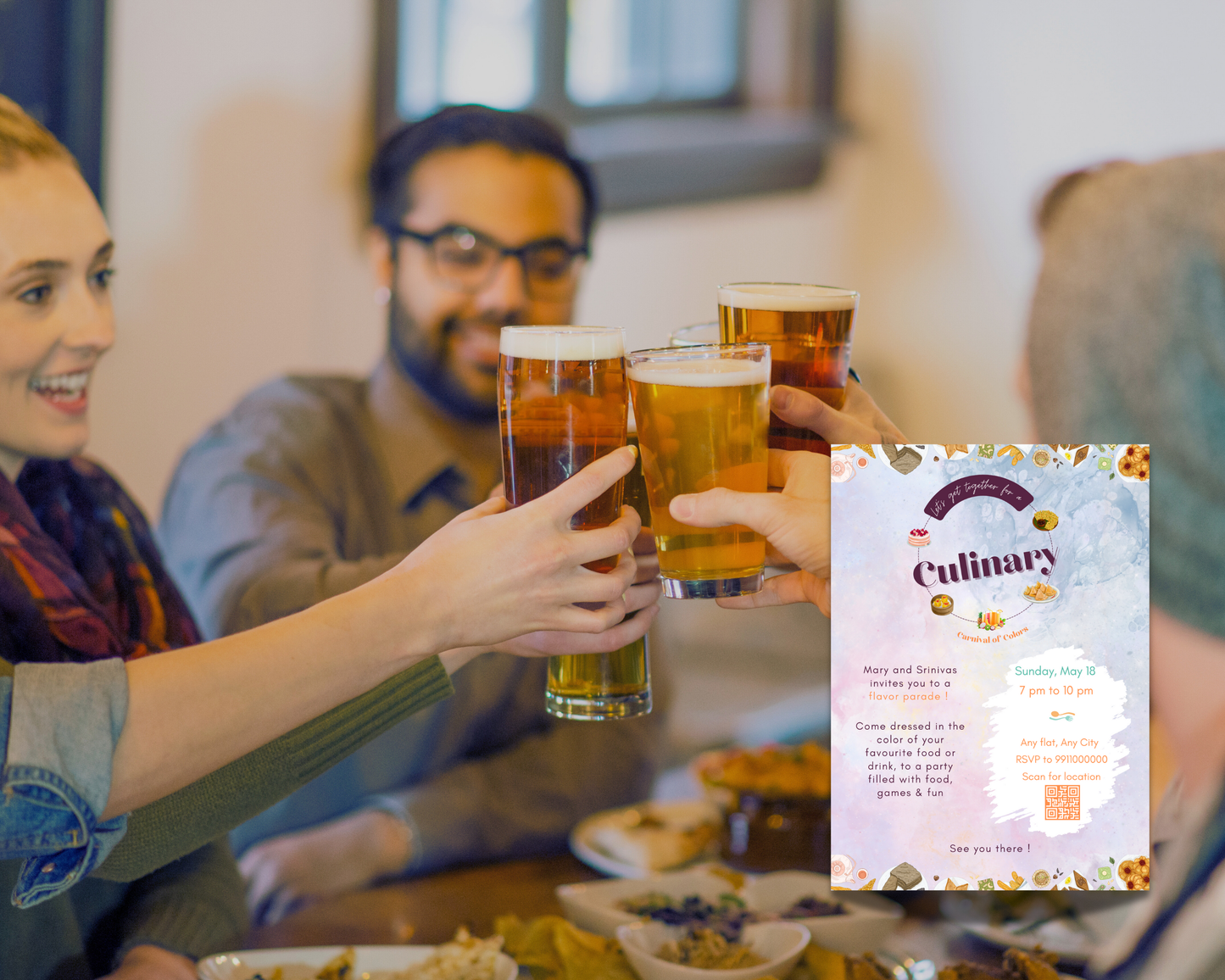 Get Together Party Printable Invitation Card | 15 Cards Pack