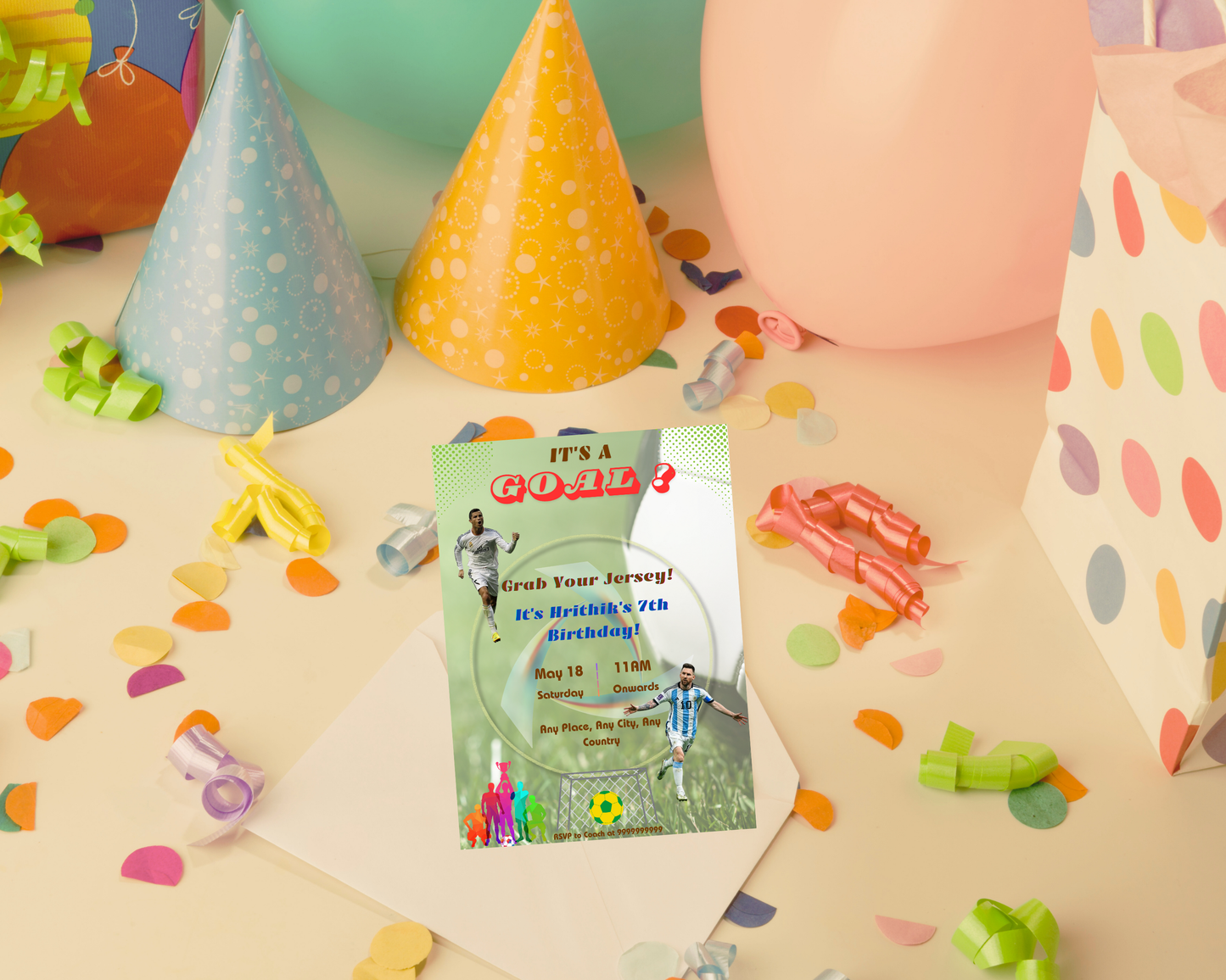 Football Birthday Printable Invitation Card | 15 Cards Pack
