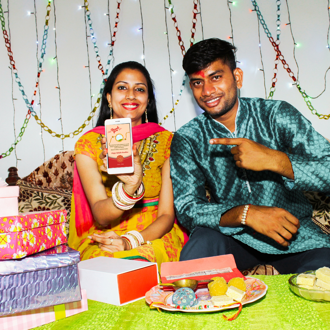 Raksha Badhan Mobile Thank You Card for Brother