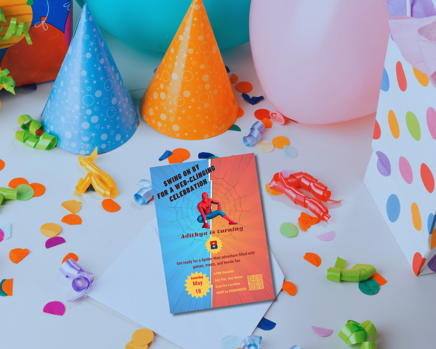 Superhero Birthday Printable Invitation Card | 15 Cards Pack