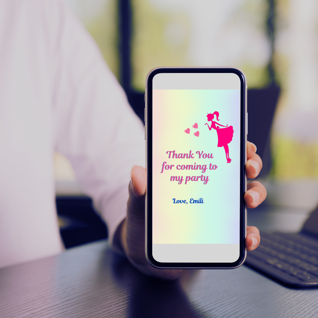 Pretty Doll Mobile Thank You Card
