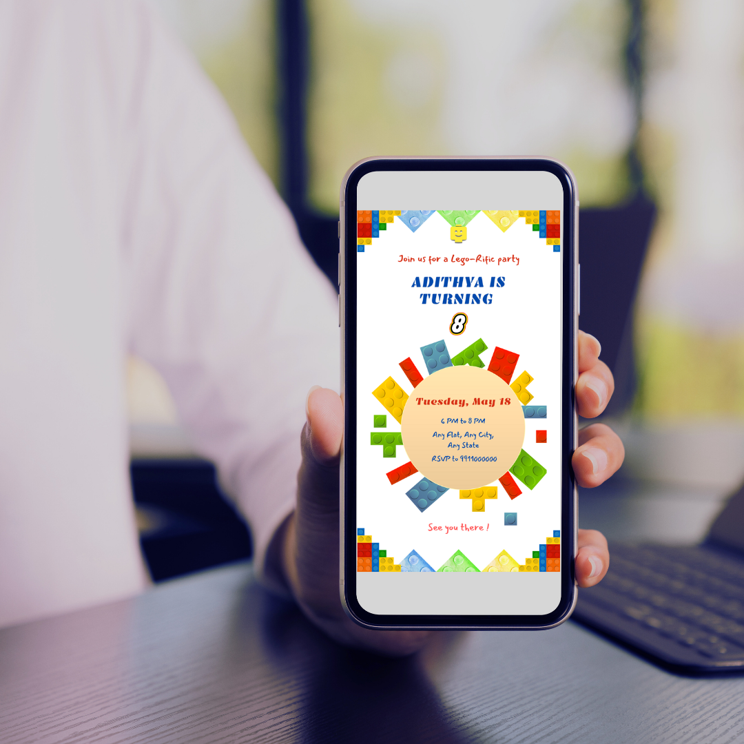 Building Blocks Birthday Mobile Invitation