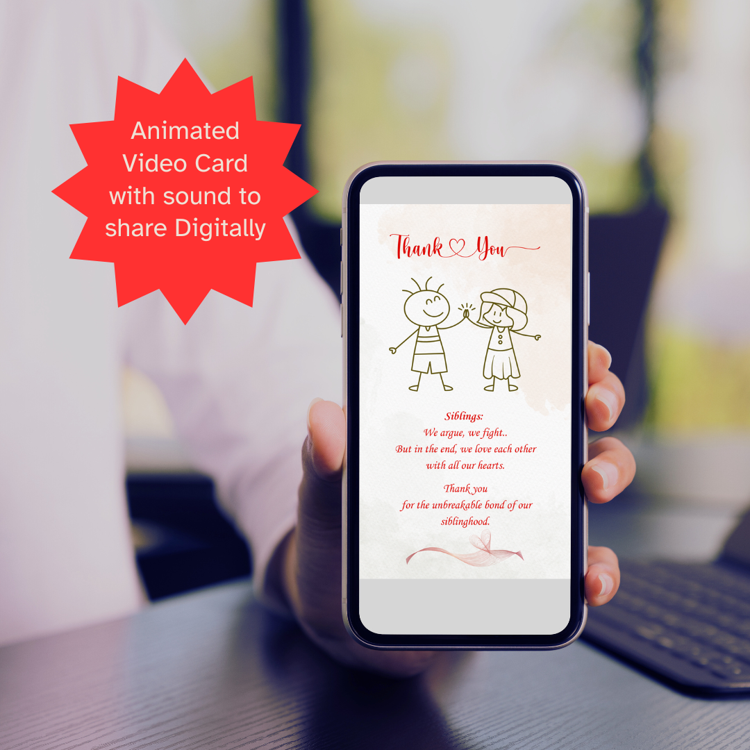 Raksha Bandhan Mobile Thank You Card for Sibling