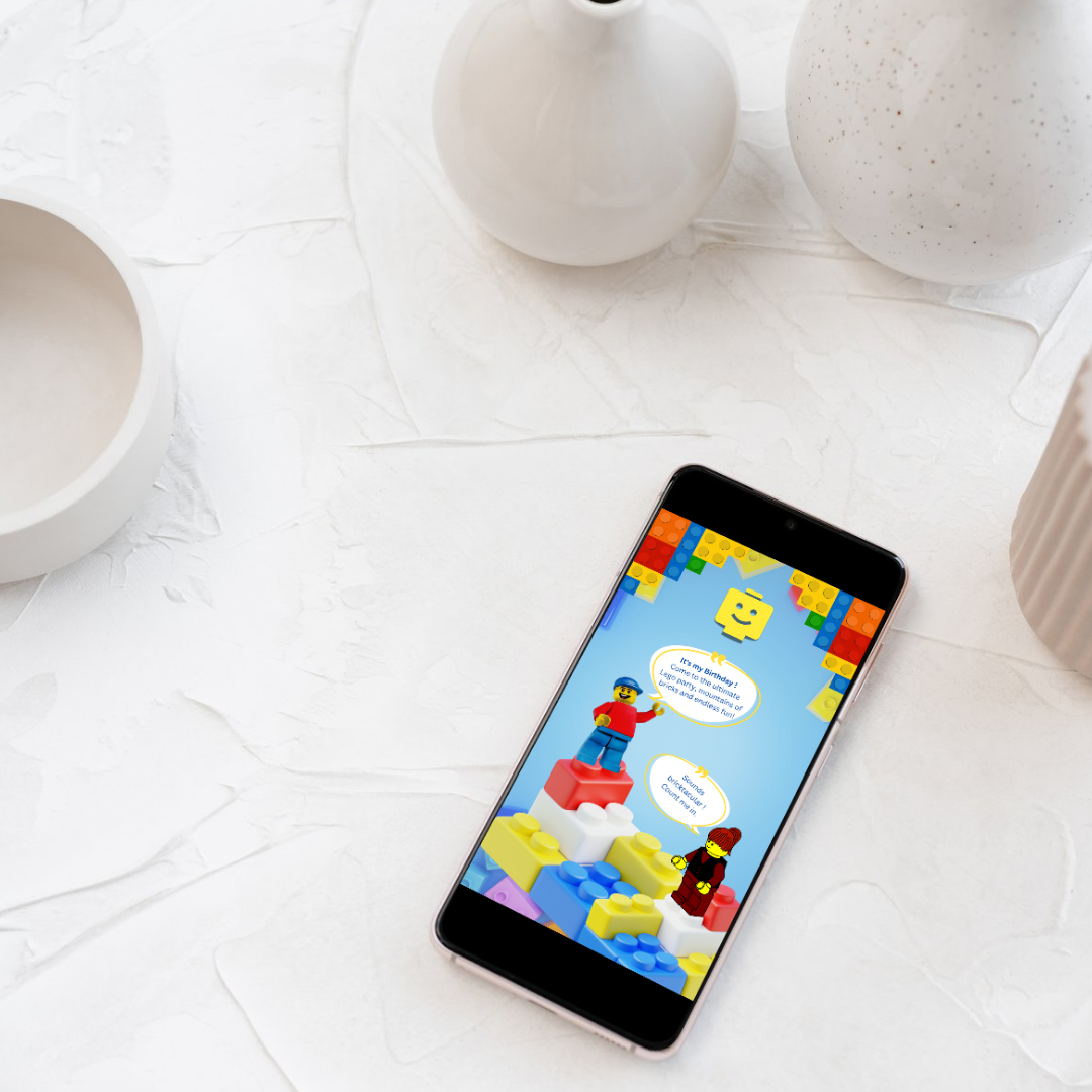 Building Blocks Birthday Mobile Invitation